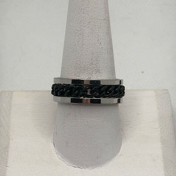 NWOT Size 10 Stainless Steel fidget spinner band with chain - Picture 1 of 3